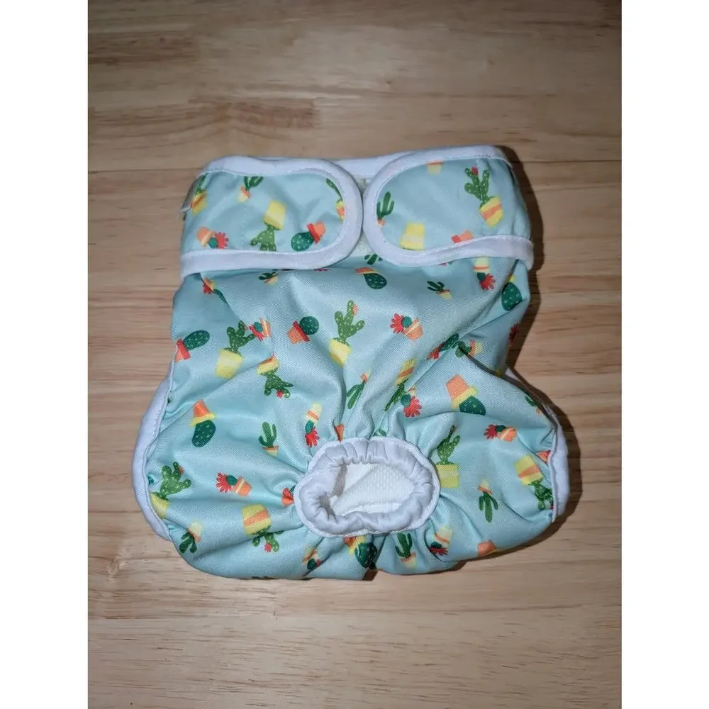 Pet Magasin Cute Cactus Print Washable Dog Diaper w/ Waterproof Layer SZ M